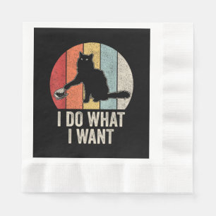 Retro I Do What I Want Cat Shirt Cat Lover Owner G Napkin