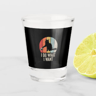 Retro I Do What I Want Cat Shirt Cat Lover Owner G Shot Glass