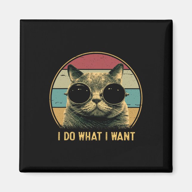 Retro I Do What I Want Funny Cat Lover  Magnet (Front)