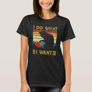 Retro I Do What I Want Vintage Black Cat Red Cup T-Shirt