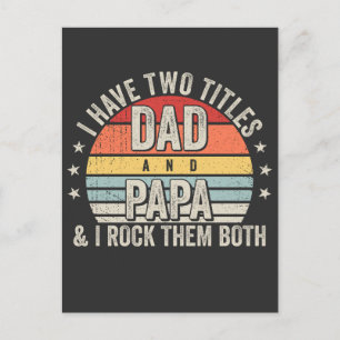 Retro I have Two Titles Dad and Papa Postcard