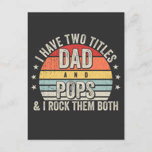 Retro I have Two Titles Dad and Pops Postcard