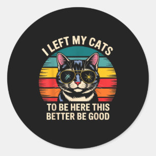Retro I Left My Cat To Be Here This Better Be Good Classic Round Sticker