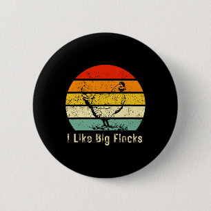 Retro I Like Big Flocks Homestead Chicken Lover Hu 6 Cm Round Badge