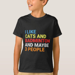 Retro I Like Cats And Badminton Lover Funny Cat T-Shirt
