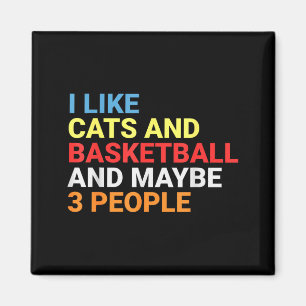 Retro I Like Cats And Basketball Lover Funny Cat  Magnet