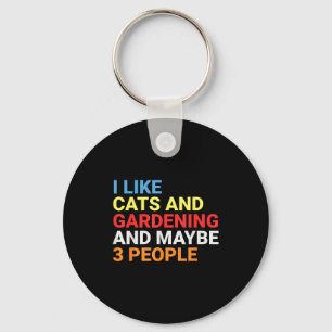 Retro I Like Cats And Gardening Lover Plant Funny  Key Ring
