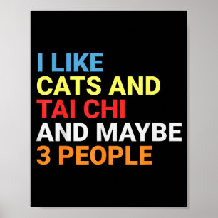 Retro I Like Cats And Tai Chi Lover Funny Martial  Poster