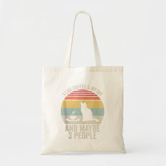 Retro I Like Coffee  My Cat And Maybe 3 Peop Tote Bag