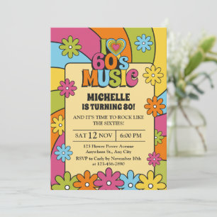 Retro I love 60's Music Party  Invitation