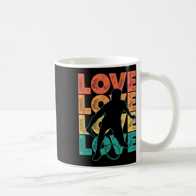 Retro I Love Badminton Theme Graphic Design  Coffee Mug (Right)