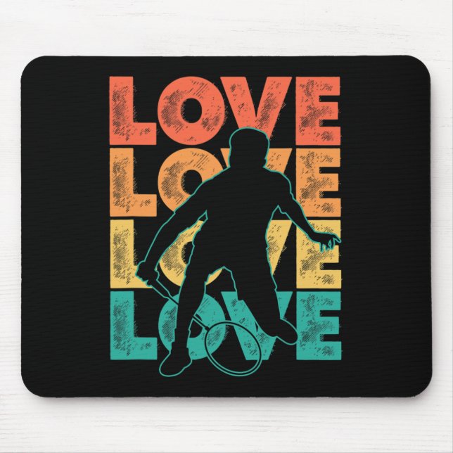 Retro I Love Badminton Theme Graphic Design  Mouse Pad (Front)