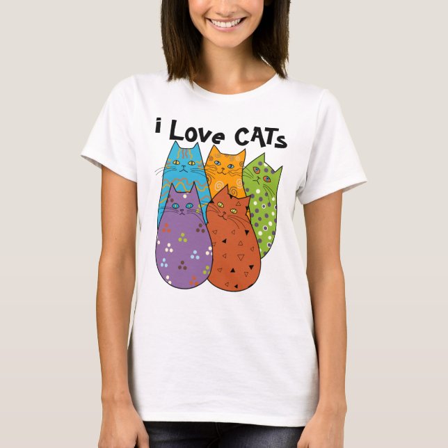 Retro i Love Cats Women's T Shirts (Front)