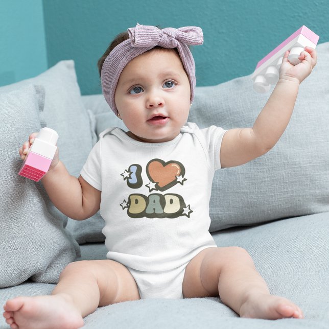 Retro I Love Dad Father's Day Baby Bodysuit (Creator Uploaded)