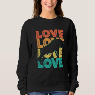 Retro I Love Dugong Idea For Animal Sweatshirt