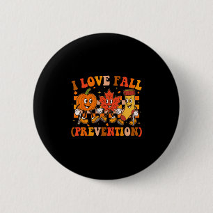 Retro I Love Fall Prevention Fall Physical Therapy 6 Cm Round Badge