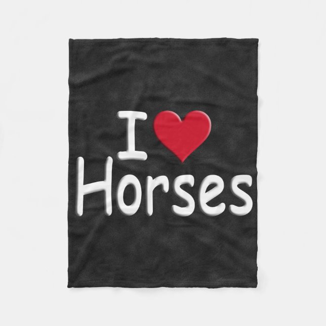 Retro I love Horses Fleece Blanket (Front)