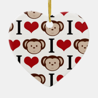Retro I Love Monkeys Ceramic Tree Decoration