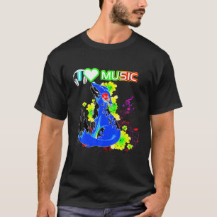 Retro I Love Music Fox Colourful Old Skool Hip H T-Shirt