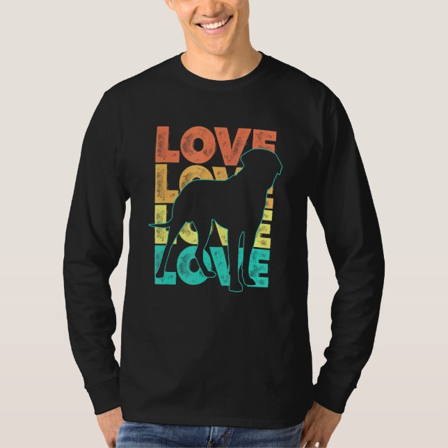 Retro I Love My English Mastiff Dog Theme Design T-Shirt (Front)