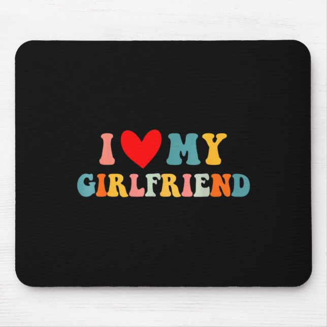 Retro I Love My Girlfriend I Heart My Girlfriend V Mouse Pad (Front)