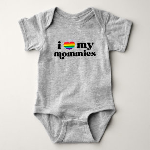 Retro I Love My Mommies Queer Moms Rainbow Baby Bodysuit