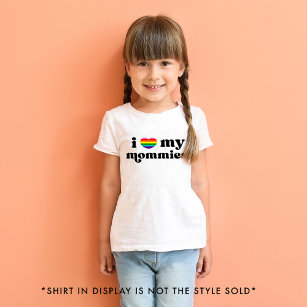 Retro I Love My Mommies Queer Moms Rainbow T-Shirt