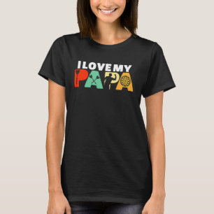 Retro I Love My Papa Dart Master Dad Father's Day T-Shirt