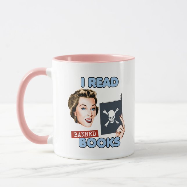 Retro I read banned books Mug (Left)