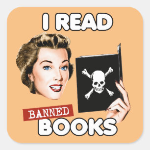 Retro I read banned books Square Sticker