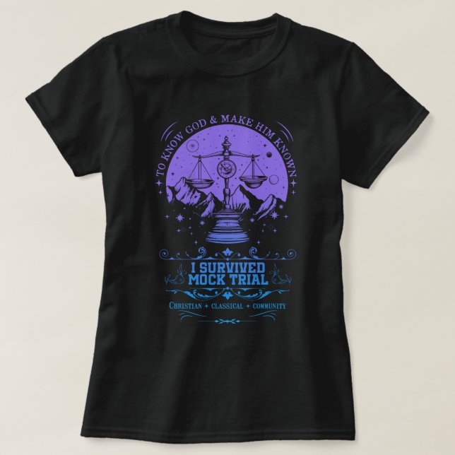Retro I Survived Mock Trial CC Homeschool  T-Shirt (Design Front)