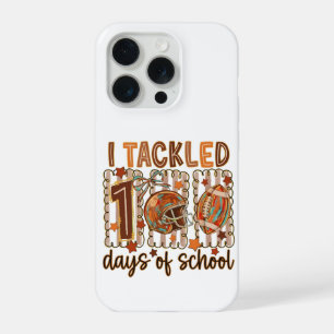 Retro I Tackled 100 Days School Football Design iPhone 15 Pro Case