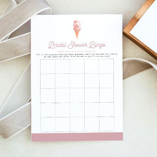 Retro Ice Cream Bridal Shower Bingo Game Inv Invitation