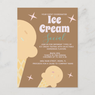 Retro Ice Cream Cone Social Flyer Invitation Postcard