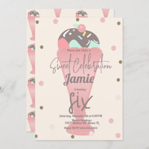 Retro Ice Cream Confetti Sundae Scoop  Invitation