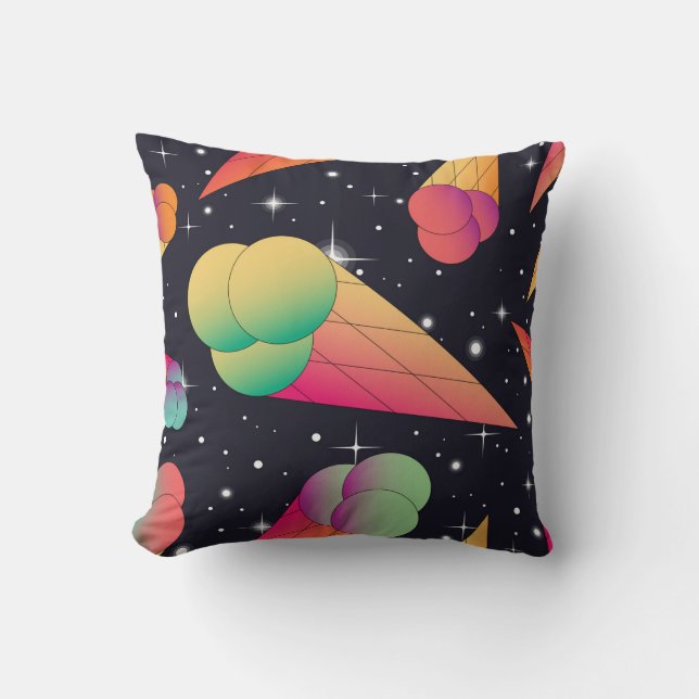 Retro Ice Cream, Cosmic Neon. Cushion (Front)