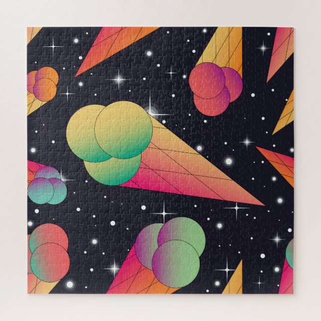 Retro Ice Cream, Cosmic Neon. Jigsaw Puzzle (Vertical)