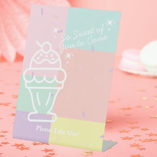 Retro Ice Cream Favor Pedestal Sign