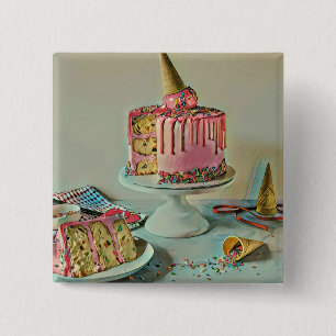 Retro ice cream popsicle 15 cm square badge