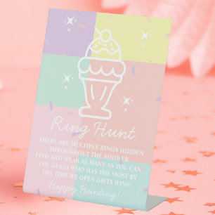 Retro Ice Cream Ring Hunt Game Pedestal Sign