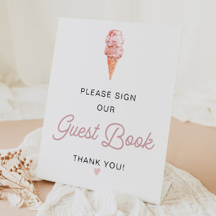 Retro Ice Cream Sign Our Guestbook Pedestal Sign