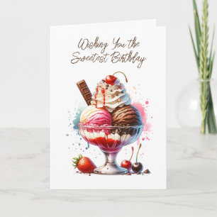 Retro Ice Cream Sundae and Colouring Page Birthday Card