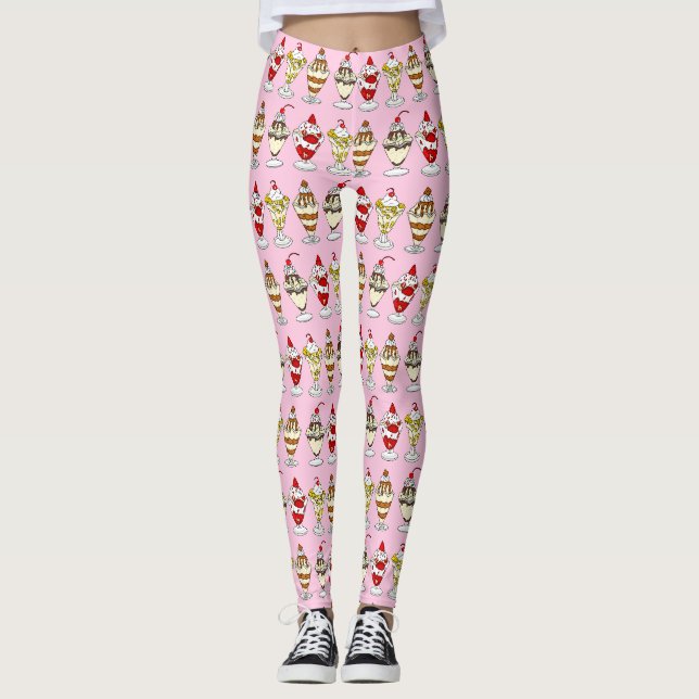 Retro Ice Cream Sundaes   Leggings (Front)
