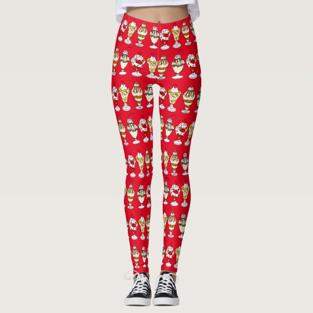 Retro Ice Cream Sundaes Leggings (Front)