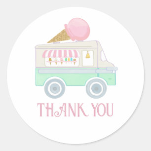 Retro Ice Cream Truck Birthday Party Classic Round Sticker