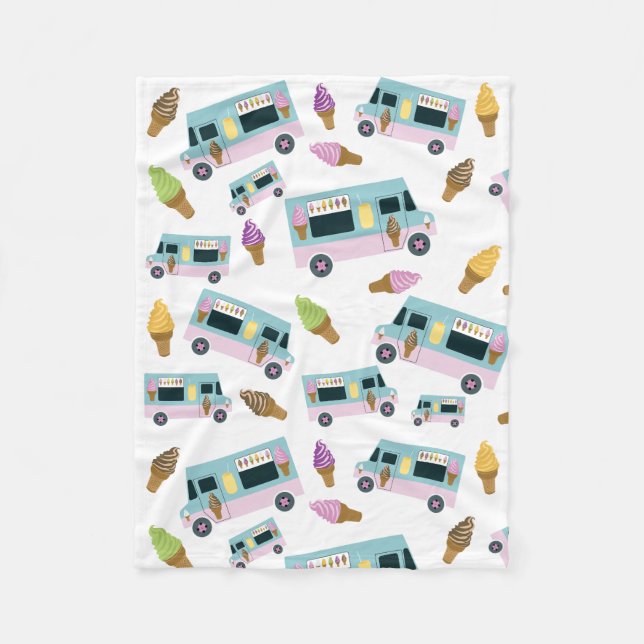 Retro Ice Cream Truck Pattern Fleece Blanket (Front)