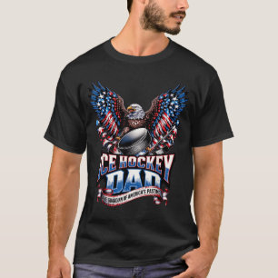 Retro Ice Hockey Dad Aamerican Flag Ice Hockey T-Shirt