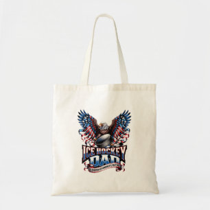 Retro Ice Hockey Dad Aamerican Flag Ice Hockey Tote Bag