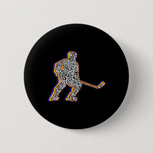 Retro Ice Hockey Player For Men Kids Boys Youth Te 6 Cm Round Badge