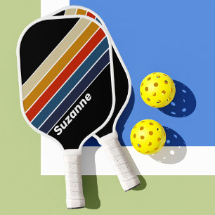 Retro Ice Rainbow with Name Pickleball Paddle